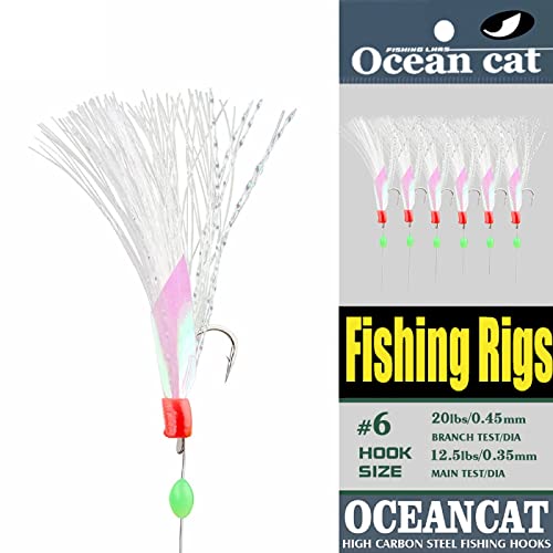 5/10/25/50/100 Packs Fishing Rigs 6 Hook/Set Rainbow Skin Silk String Hook Fishing Lure Saltwater Freshwater Bait Rig Tackle 5#6#7#8#9#10# - size: 6#-10 Packs