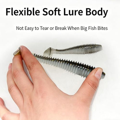 15 Pack Soft Lure, Curly Tail Twisted Worm Bait, Dual Color High Flexible for All Game Fish Freshwater Saltwater - color: Black