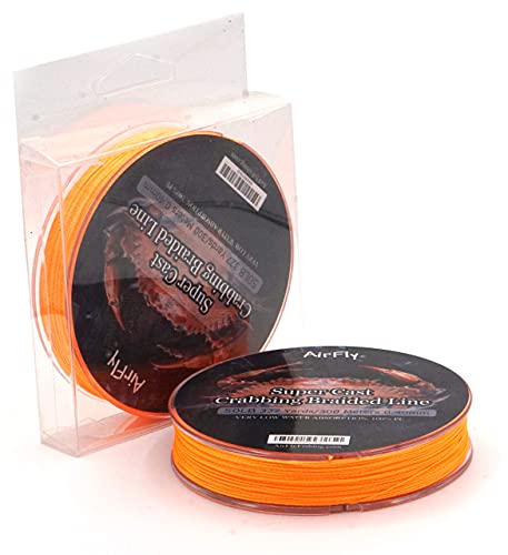 AirFly Super Cast Crabbing Braided Line - 50LB, 328 Yards (300M), Orange - High Strength, Low Memory, Saltwater Fishing Line for Fishing, Crab Trap, Snare