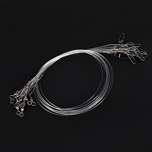 50lb 100% Fluorocarbon Fishing Leaders, 10/20 Pcs, Saltwater/Freshwater, 20in Fluorocarbon Leader line with Swivel and Snap - size: 20 in, 10 pcs