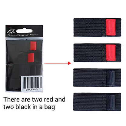 4-Pack Elastic Nylon Fishing Reel Spool Strap, Adjustable Line Protector Band for Tackle Storage, S/M/L/XL Sizes, Black - size: LL