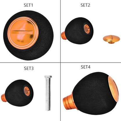 Fishing Reel Power Knob,EVA & Metal Lightweight Grip Modification Power Knob Reel Bait Casting Spinning Reels Replacement for Saltwater & Freshwater (42mm x 33mm) - color: Gold