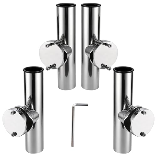 NovelBee 4pcs Boat Fishing Rod Holder Stainless Clamp on Fishing Rod Pole Holder for Rails 1-1/4" to 2"