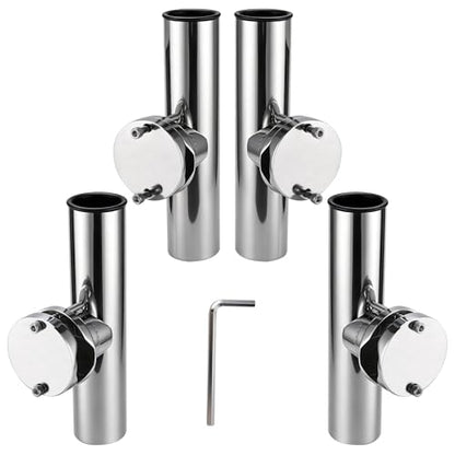 NovelBee 4pcs Boat Fishing Rod Holder Stainless Clamp on Fishing Rod Pole Holder for Rails 1-1/4" to 2"