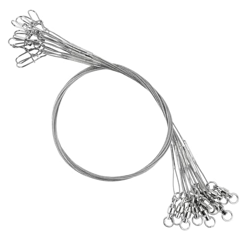 Atibin Rigs Lure Wire Leader Line Saltwater Swivels Fishing Leader Bait Wire Rigs Fishing Leaders Snap White Nickel - size: #2 (11.8in-50lb) 20pcs