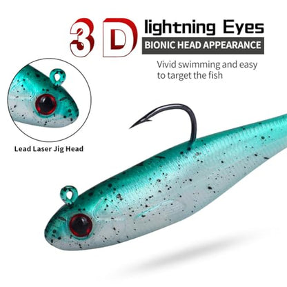 2.5in/0.21oz Swim Baits for Bass Fishing 6pcs Fishing Bait for Freshwater Saltwater Trout Lures Soft Plastic Baits - color: 2.5in0.2oz-D