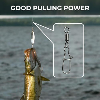 ScaleRithm100Pcs Fishing Swivels, 5 Sizes Barrel Snap Swivel Fishing Tackle for Quick Linking of Lures and Lines | Barrel Snap Swivel, Fishing Tackle, Quick Linking of Lures and Lines