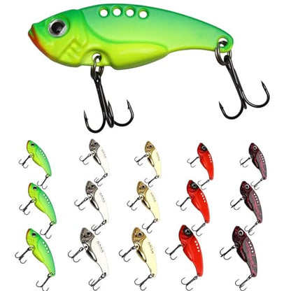 Dovesun 15/20pcs Fishing Spoon Lures Fishing Bait Trout Bass Fishing Lure for Bass, Crappie, Trout Walleye 1/5oz 1/4oz 3/8oz 1/2oz - color: A-BLADE BAITS-15pcs