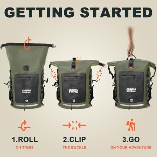 OSAH DRYPAK Waterproof Backpack Dry Bag 35L/55L/85L – Heavy Duty Roll-Top Hiking Backpack for Travel, Kayaking, Boating, Camping, Rafting and Fishing - color: Green, size: 35L