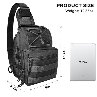 Kynzo Fishing Sling Backpack with Rod Holder, Water-Resistant Fishing Tackle Bag, Durable Shoulder Crossbody Pack for Freshwater Saltwater Fishing (A-Black) - color: A-Black