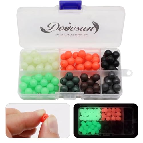 Dovesun Soft Rubber Fishing Beads Fishing Bait Eggs Accessories 7 Colors with Tackle-Box 0.23in(600pcs), 0.31in(250pcs), 0.39in(120pcs) - color: Round-0.39in/10mm*120pcs