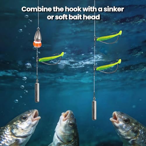 FishTrip 30pcs Swivel Drop Shot Hooks Fishing Rig, EWG Dropshot Hook Rigging for Bass Fishing with Swivel Saltwater Freshwater Sizes 4, 3, 2, 1, 1/0, 2/0, 3/0 - size: 1#