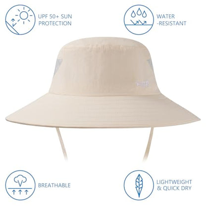 BASSDASH UPF 50+ Breathable Sun Hat with Removable Face Cover and Neck Flap Wide Brim Bucket Hat for Fishing Hiking Men Women - color: Beige