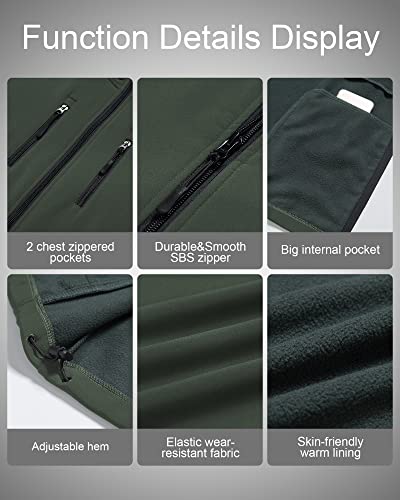 CREATMO US Men's Casual Lightweight Warm Thin Outerwear Vest Windbreaker Sleeveless Jacket With Removable Hood - color: Army Green, size: XX-Large