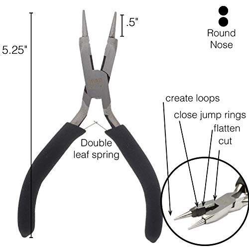 The Beadsmith 4-in-1 Multifunctional Pliers - All-Purpose Jewelry Making Tool w/Cushion Grip, 5”, Create Loops, Cut and Flatten Wire, Close Jump Rings