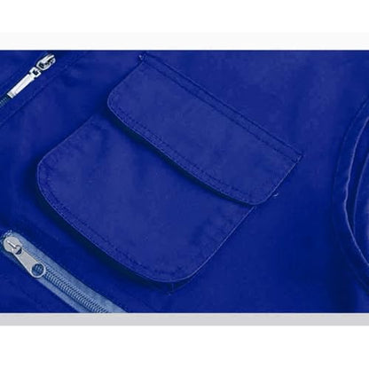 Cambkatl Men's Lightweight Fishing Vest Casual Outdoor Safari Travel Cargo Jacket Waistcoat with Multi Pockets - color: 01 Blue, size: X-Large