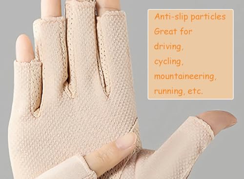 FGSS Summer Sunblock Gloves UV Protection Non-Slip Touchscreen Driving Gloves for Women Cyling Riding Outdoor - color: Apricot-style 1
