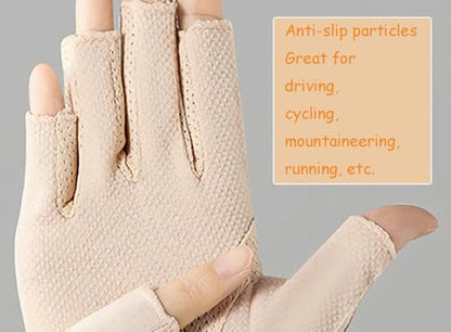 FGSS Summer Sunblock Gloves UV Protection Non-Slip Touchscreen Driving Gloves for Women Cyling Riding Outdoor - color: Apricot-style 1