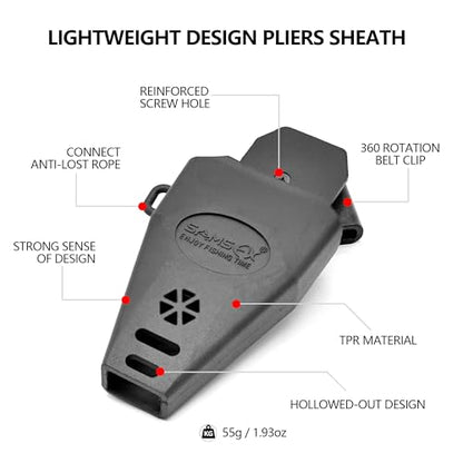 SAMSFX Aluminum Fishing Pliers Hook Remover Braid Line Cutter with Coiled Lanyard, Fly Fishing Knot Tying Tool & Retractors - color: 7'' Split Ring Nose, Gray & Red Handle