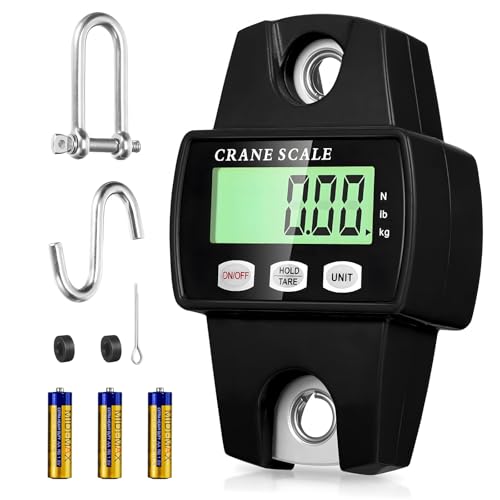 Digital Hanging Scale, 880lb/400kg Crane Scale, Handheld Digital Hanging Scale, Mini Crane Scale with LCD Display and Hooks, Aluminum Alloy Body for Hunting, Outdoor, Fishing, Farm (Black) - color: Black-880lb
