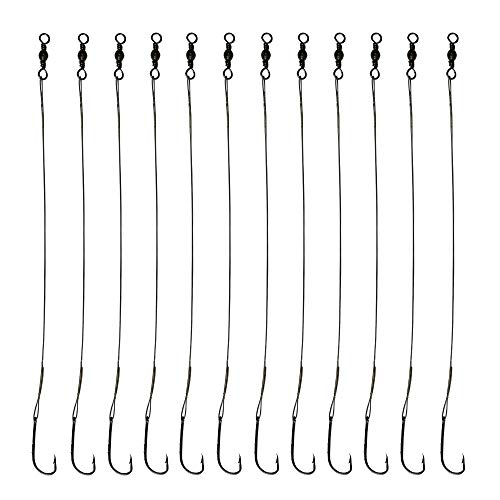 20pcs Wire Leader Hook Rigs Baitholder Fishing Hook Nylon Coated Fishing Wire Leader with Swivel - color: 10inch silver, size: 2/0-20pcs
