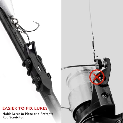 Hook Keeper for Fishing Rod, [4Pcs] Magnetic Fishing Hook Keeper, HK2F Fishing Bait Holder with 2 Sizes Rubber Rings, Fishing Hook Holder Quick Installation