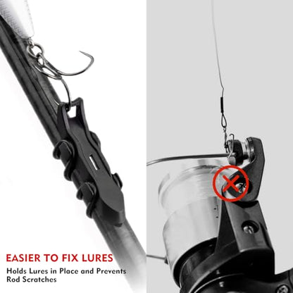 Hook Keeper for Fishing Rod, [4Pcs] Magnetic Fishing Hook Keeper, HK2F Fishing Bait Holder with 2 Sizes Rubber Rings, Fishing Hook Holder Quick Installation