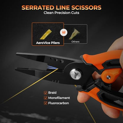 KastKing AeroVice 7.5” Fishing Pliers, 420 Stainless Steel, Uni-Body Construction, Lightweight & Corrosion-Resistant, Multi-Function Jaws, Braid Cutters, Sheath, Lanyard & Carabiner - style: 7.5'' Straight Nose