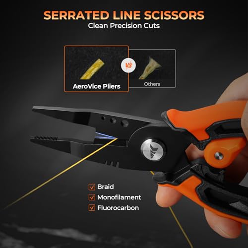 KastKing AeroVice 7.5” Fishing Pliers, 420 Stainless Steel, Uni-Body Construction, Lightweight & Corrosion-Resistant, Multi-Function Jaws, Braid Cutters, Sheath, Lanyard & Carabiner - style: 7.5'' Straight Nose
