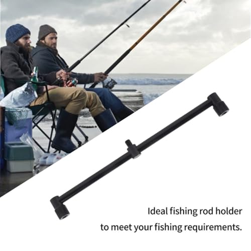 ‌2 Head Aluminum Alloy Fish Pole Buzz Bar – Fishing Rod Holder Crossbar Bracket for Bite Alarms & Bank Sticks, Adjustable Length (Black, 20/25/30cm, 50-58g)‌