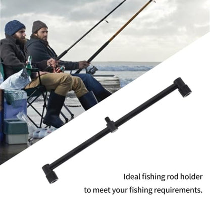 ‌2 Head Aluminum Alloy Fish Pole Buzz Bar – Fishing Rod Holder Crossbar Bracket for Bite Alarms & Bank Sticks, Adjustable Length (Black, 20/25/30cm, 50-58g)‌