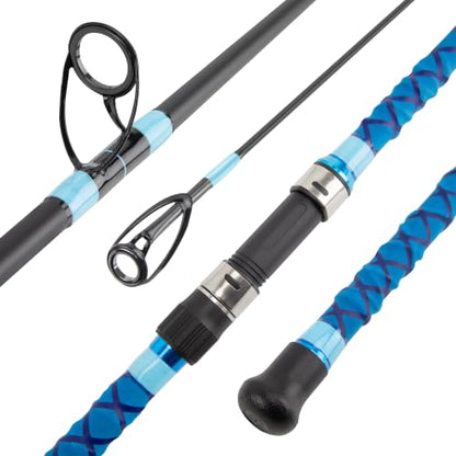 Surf Rod Saltwater 9ft- 4-Piece Carbon Fiber Surf Fishing Rods, Portable Travel Surf Spinning Rod with 20-40lb Power Green Blue - color: Blue, size: 10FT Surf Rod