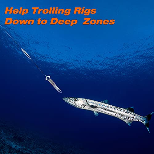Dr.Fish Inline Trolling Lead Sinkers Torpedo Weights Saltwater Fishing | Streamlined Torpedo Shaped Trolling Sinkers, Perfect for salmon, tuna, walleye, trout, and wahoo in fresh and saltwater. - size: 3oz-5 Pack