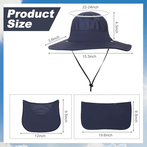 4 Pack Sun Hats for Men Women UPF 50+ Wide Brim Fishing Bucket Hat Summer Outdoor UV Protection Adjustable Neck Flap - color: Light Gray, Gray, Blue, Green