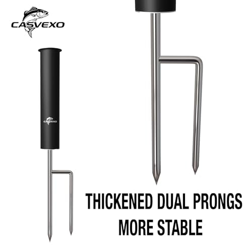 2/4 Pack Upgraded Fishing Pole Holder, Aluminum Fishing Rod Holder for Ground, Rod Holders for Bank Fishing, Free Alarm Bells