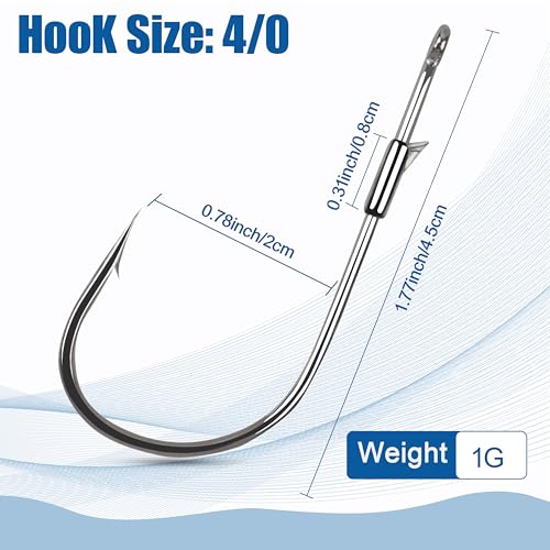 Fishing Worm Hooks - Heavy Cover Flipping Hooks with Bait Keeper Straight Shank Worm Hook Bass Fishing Drop Shot Hook Weedless Wacky Neko Rig Hooks Punching Pitching Bait Hooks Freshwater