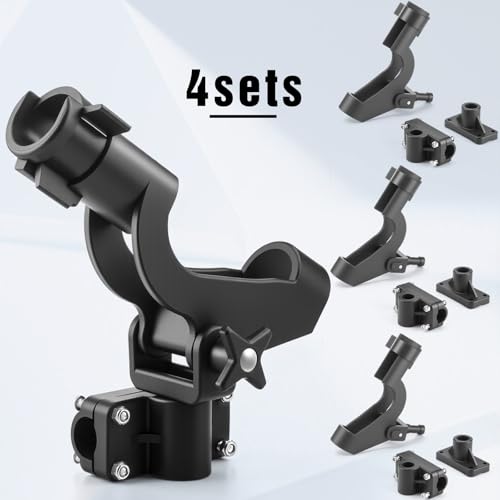 Liliful 4 Pcs Fishing Rod Holder for Boat Adjustable Kayak Swivel Fishing Pole Holders Accessories, Black - style: Fashionable