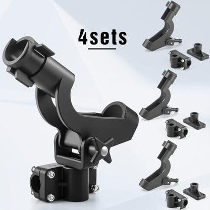 Liliful 4 Pcs Fishing Rod Holder for Boat Adjustable Kayak Swivel Fishing Pole Holders Accessories, Black - style: Fashionable