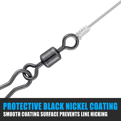 Dr.Fish 20 Pack Fishing Speed Clips with Barrel Swivel, Stainless Steel Lure Quick Clips Snap Swivels Freshwater - size: #6-66LB