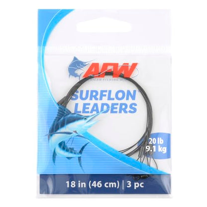 AFW Surflon Fishing Leaders – Black Nylon Coated Stainless Steel Wire, Swivel & Snap, 3 Pack, Variety Pack – Strong Leader Line for Catfishing & Toothy Game Fish - size: 20 lb, style: 18 Inch