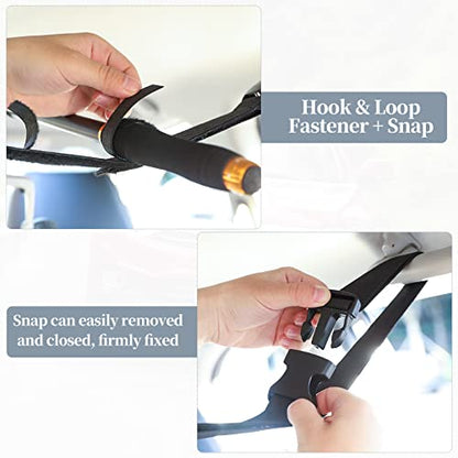 Raynesys Vehicle Fishing Rod Holder, Car Fishing Pole Roof Rack Inside, 5 Rod Capacity, Heavy Duty Adjustable 30-54 Inch, Fishing Rod Carrier Fishing Pole Storage Straps for Truck Car SUV Wagons Van