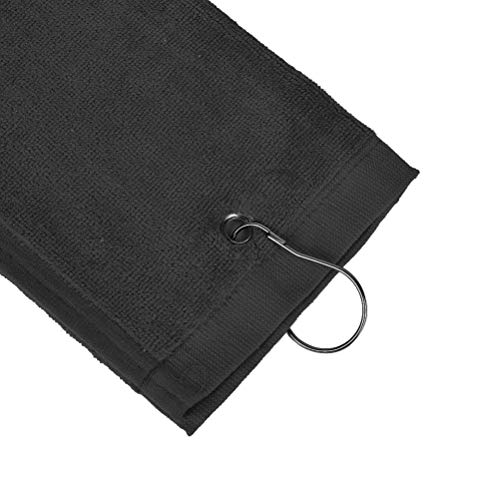 2 Pack Golf Fold Towel with Metal Carabiner Clip Sports Hiking Black 12inch x 16inch