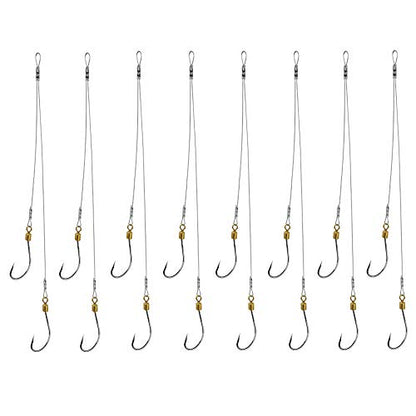 Dyxssm Fishing Hook and Leader, Fishing Rig Hooks with Wire Line Leader - size: 24#