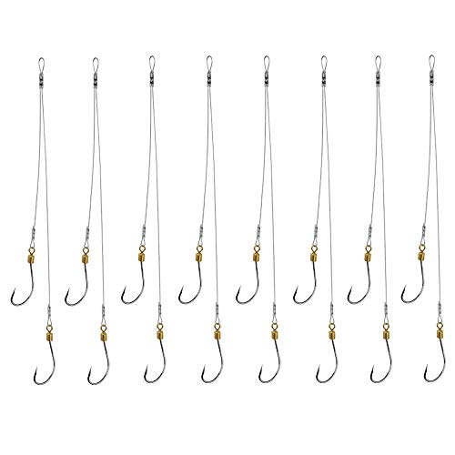 Dyxssm Fishing Hook and Leader, Fishing Rig Hooks with Wire Line Leader - size: 22#