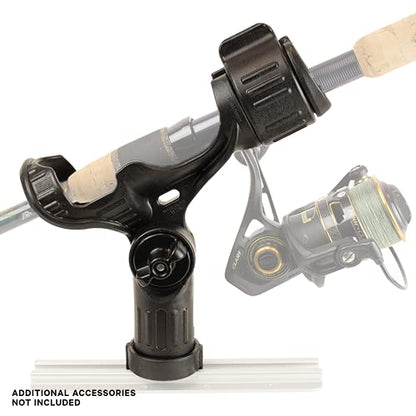 YakAttack Omega Rod Holder | Track Mount Fishing Rod Holder for Kayak & Boat | Compatible with Spinning, Casting, Fly Reels | LockNLoad System | Secure & Adjustable | Kayak Track Mount Accessories