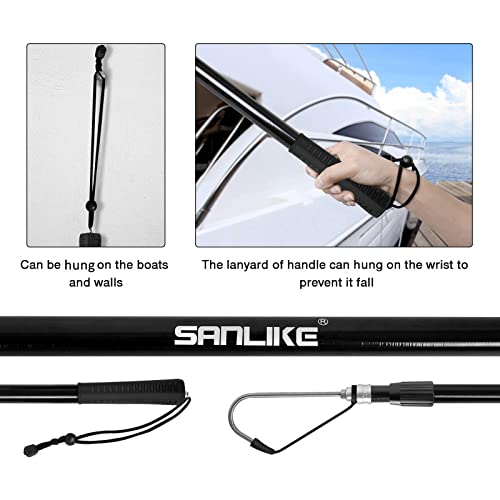 SANLIKE Telescopic Fishing Gaff Fiberglass Pole with Nonslip Rubber Handle | With Stainless Steel Hook with M8 Screw - size: Small
