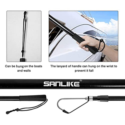 SANLIKE Telescopic Fishing Gaff Fiberglass Pole with Nonslip Rubber Handle | With Stainless Steel Hook with M8 Screw - size: Small