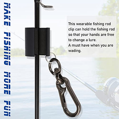 Dovesun Creek Rod Clips Wearable Fishing Rod Holder Clip Fly Fishing Pole Accessories 1PCS & 2PCS - color: Cylindrical-Black-1PCS