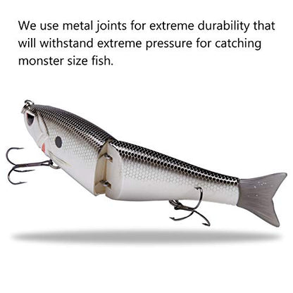 Bassdash SwimShad Glide Baits Jointed Swimbait Bass Pike Salmon Trout Muskie Fishing Lure - color: White Shad, size: 4.5in/0.65oz