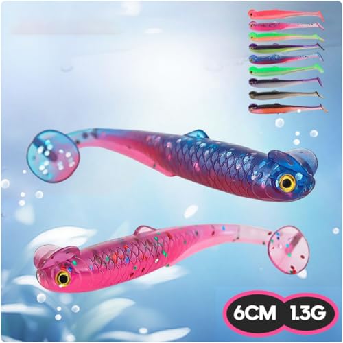 20PCS-Soft Plastic baits bass Lures Fishing, Soft Plastic Walleye Fishing Lures, Paddle Tail Swimbaits for Bass Fishing, Fishing Bait for Freshwater Saltwater Gifts (2.4IN/1.3g) - color: Colorful-20pcs